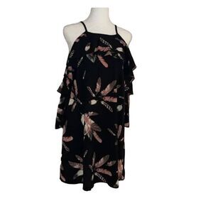 Altar’d State Feather Black Cold Shoulder Drop Sleeve Mini Dress Women's size S